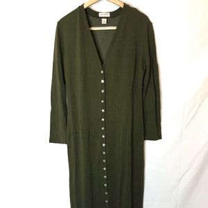 Ann Taylor green button down maxi dress